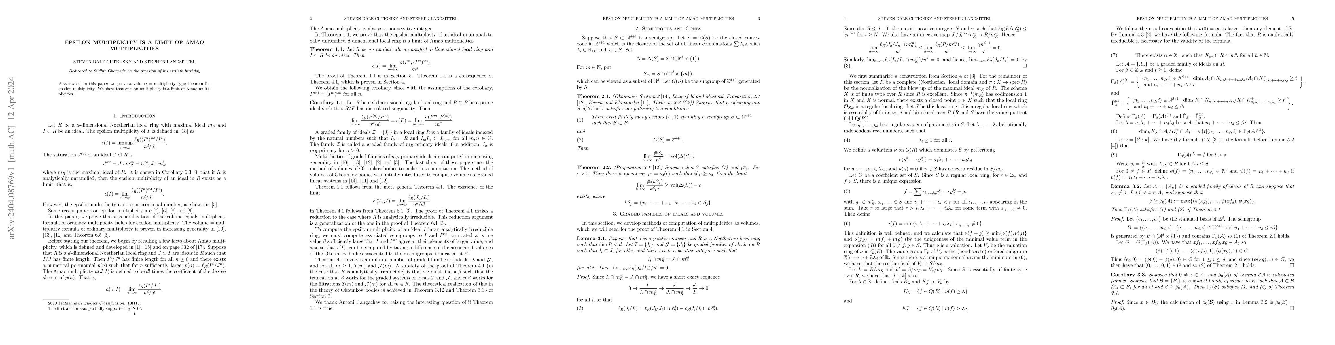 Thumbnail for Epsilon multiplicity is a limit of Amao multiplicities