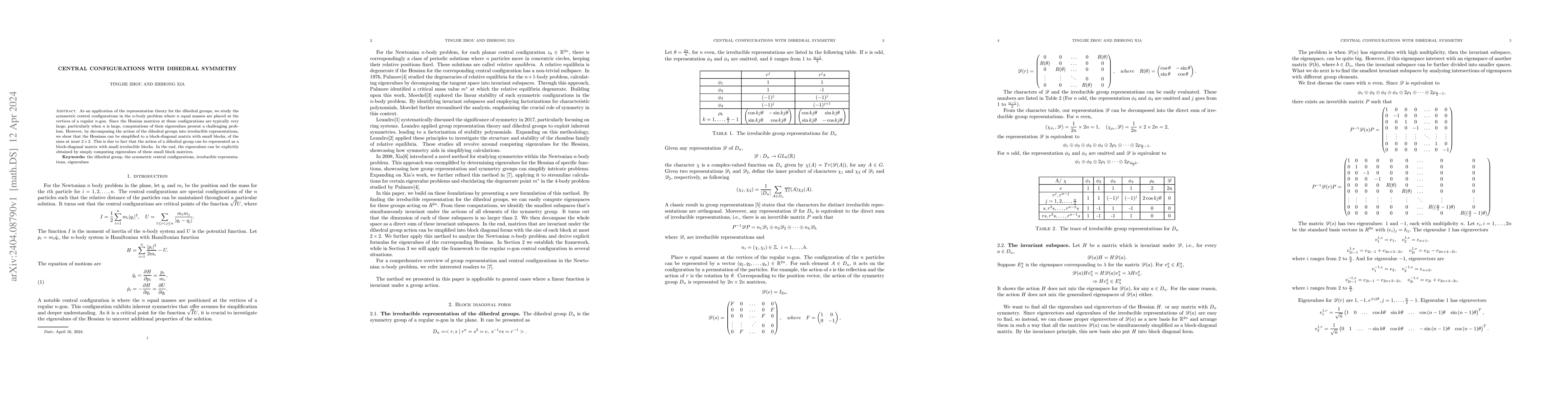 Thumbnail for Central Configurations with Dihedral Symmetry