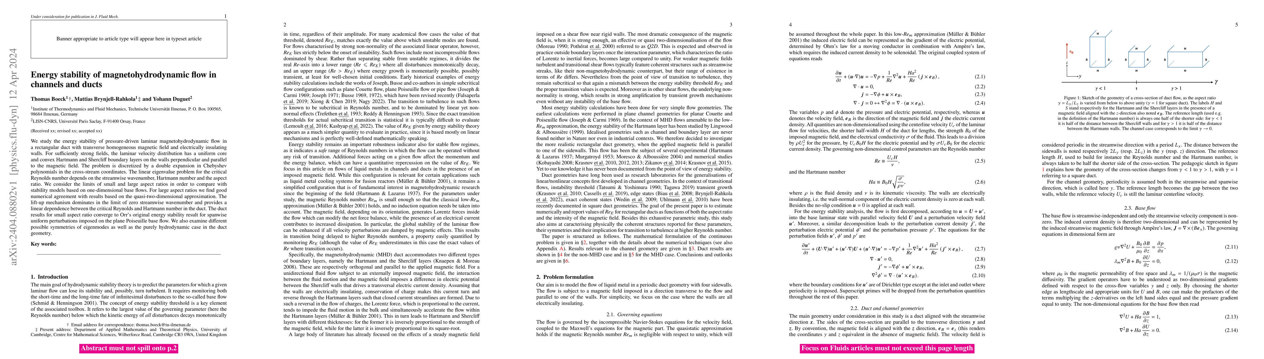 Thumbnail for Energy stability of magnetohydrodynamic flow in channels and ducts