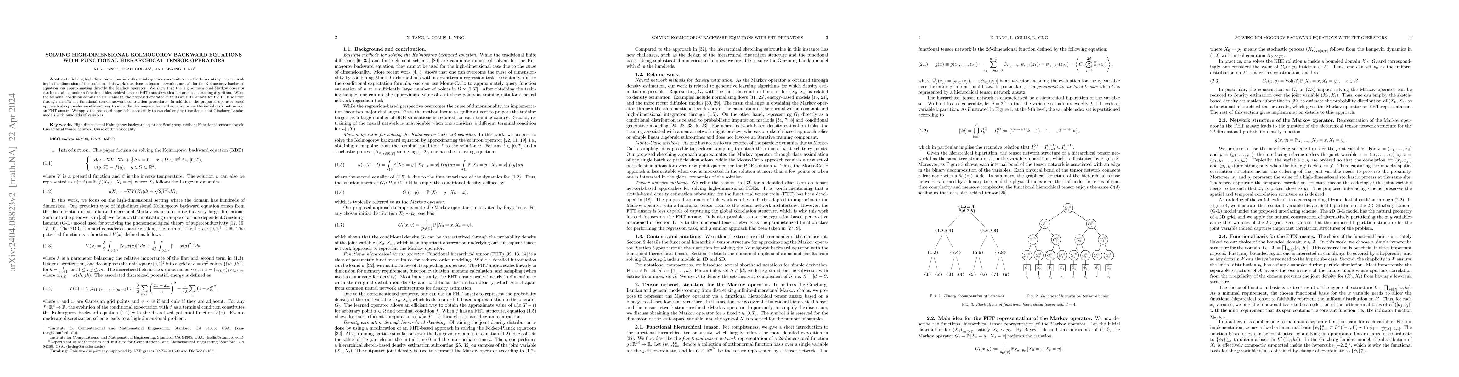 Thumbnail for Solving high-dimensional Kolmogorov backward equations with functional
  hierarchical tensor operators