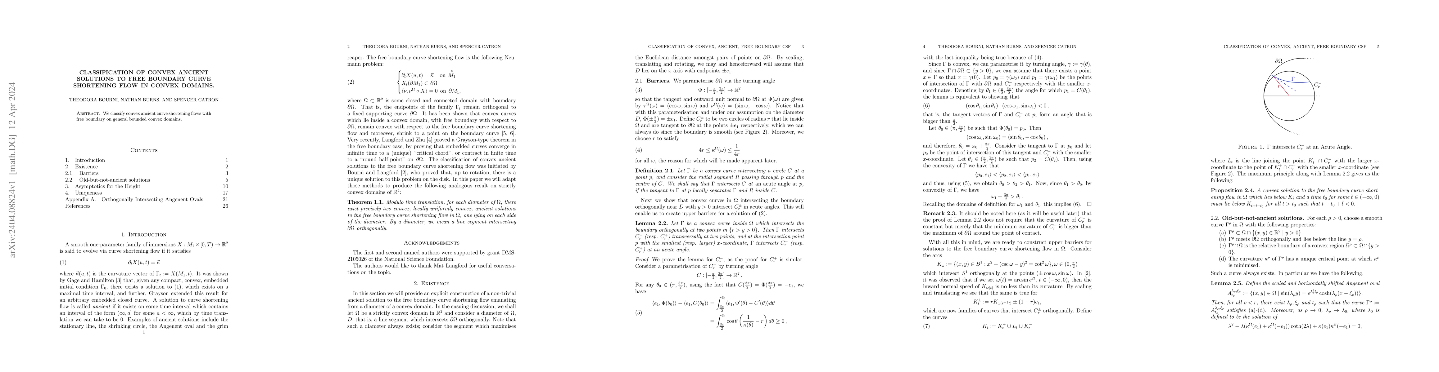 Thumbnail for Classification of Convex Ancient Solutions to Free Boundary Curve
  Shortening Flow in Convex Domains