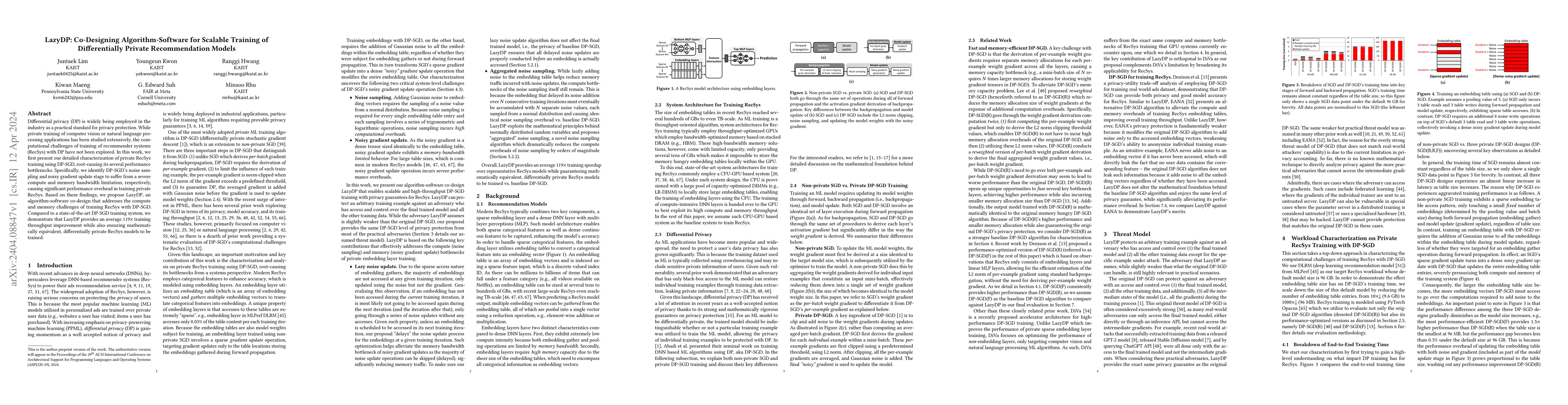 Thumbnail for LazyDP: Co-Designing Algorithm-Software for Scalable Training of
  Differentially Private Recommendation Models