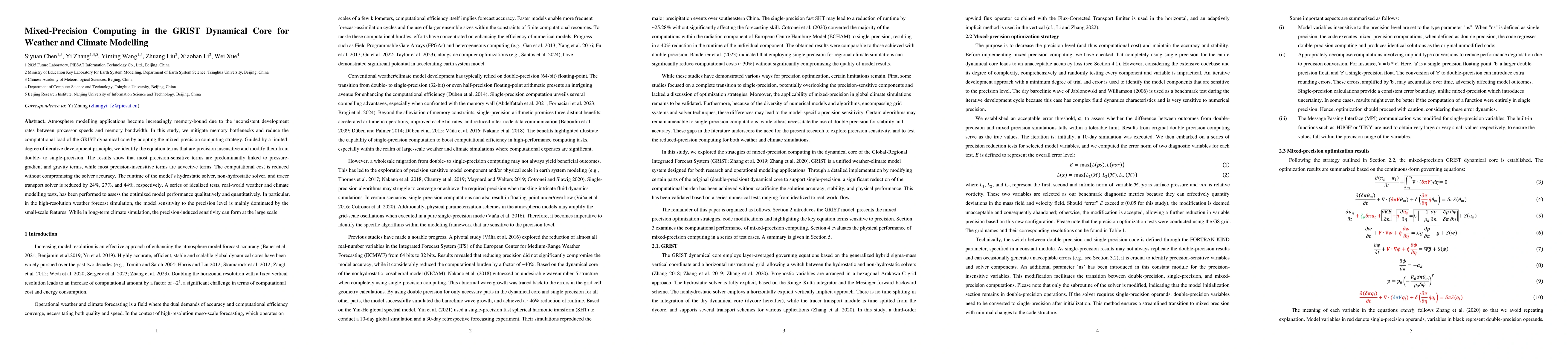 Thumbnail for Mixed-Precision Computing in the GRIST Dynamical Core for Weather and
  Climate Modelling