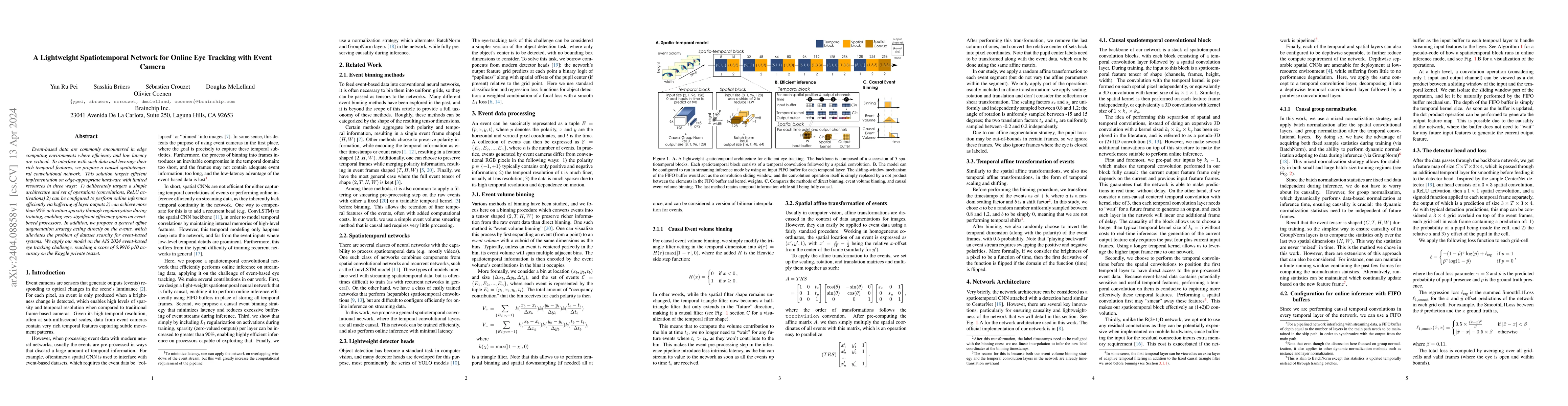 Thumbnail for A Lightweight Spatiotemporal Network for Online Eye Tracking with Event
  Camera
