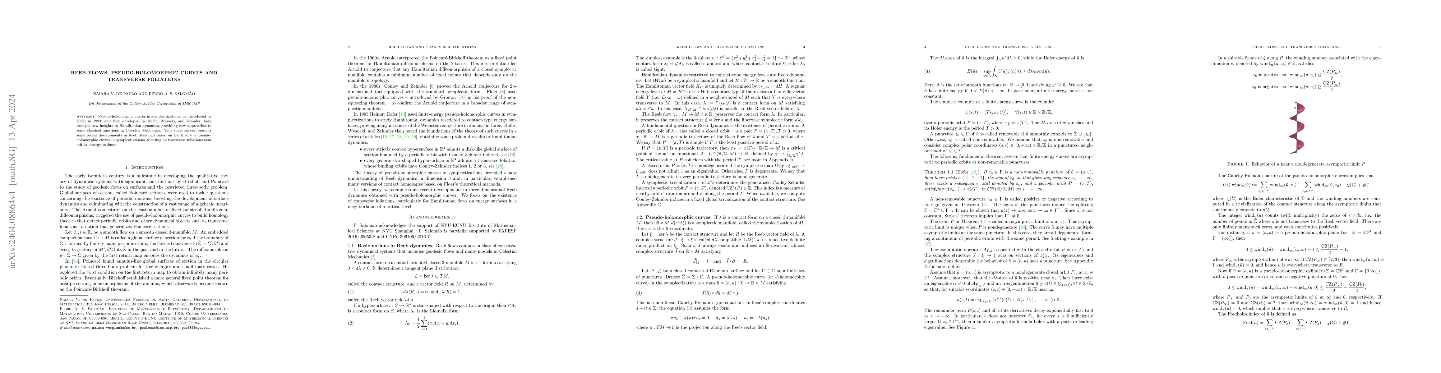 Thumbnail for Reeb flows, pseudo-holomorphic curves and transverse foliations