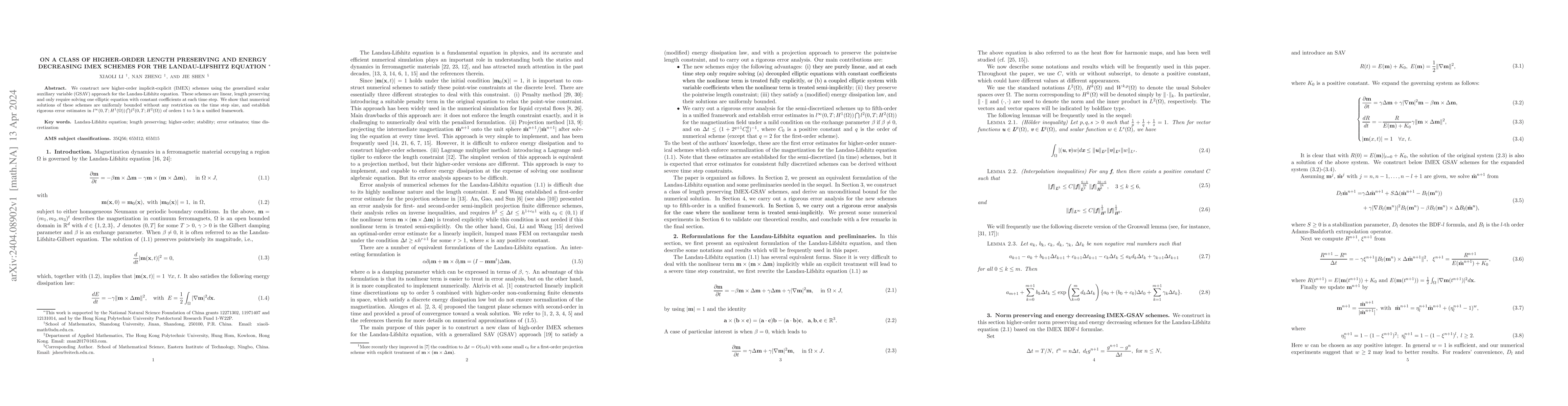 Thumbnail for On a class of higher-order length preserving and energy decreasing IMEX
  schemes for the Landau-Lifshitz equation
