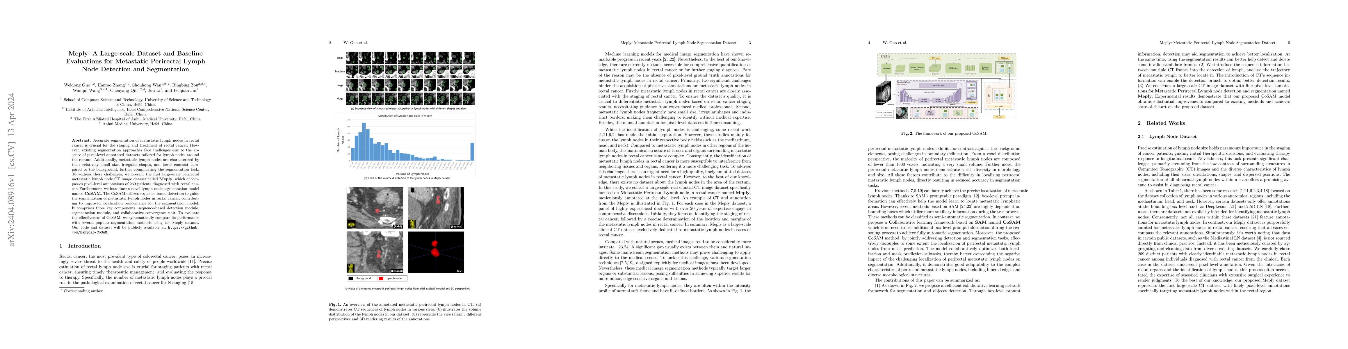 Thumbnail for Meply: A Large-scale Dataset and Baseline Evaluations for Metastatic
  Perirectal Lymph Node Detection and Segmentation