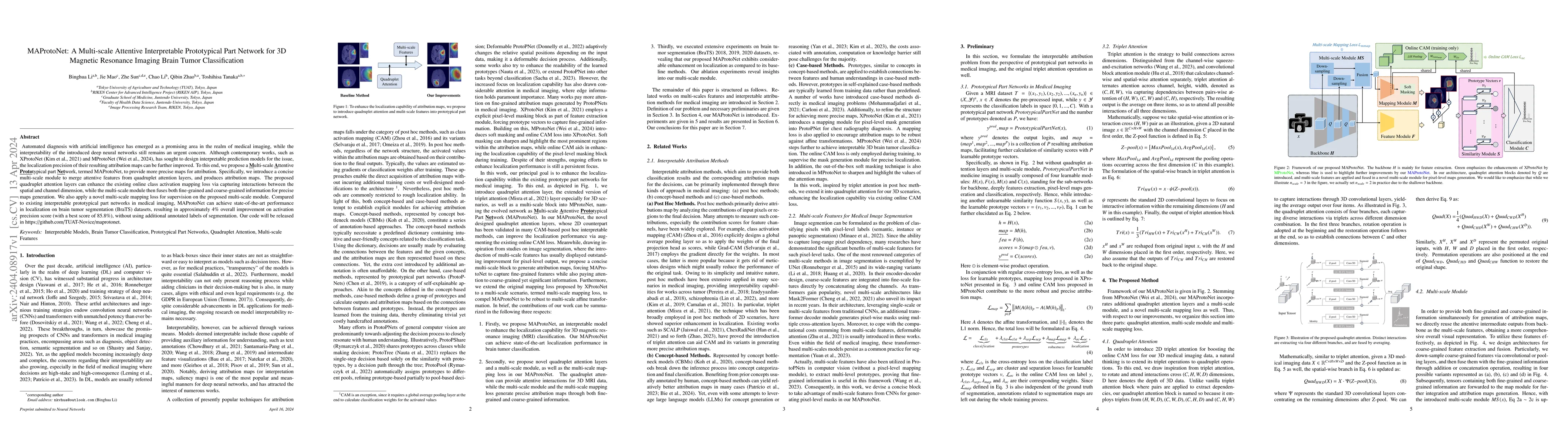 Thumbnail for MAProtoNet: A Multi-scale Attentive Interpretable Prototypical Part
  Network for 3D Magnetic Resonance Imaging Brain Tumor Classification