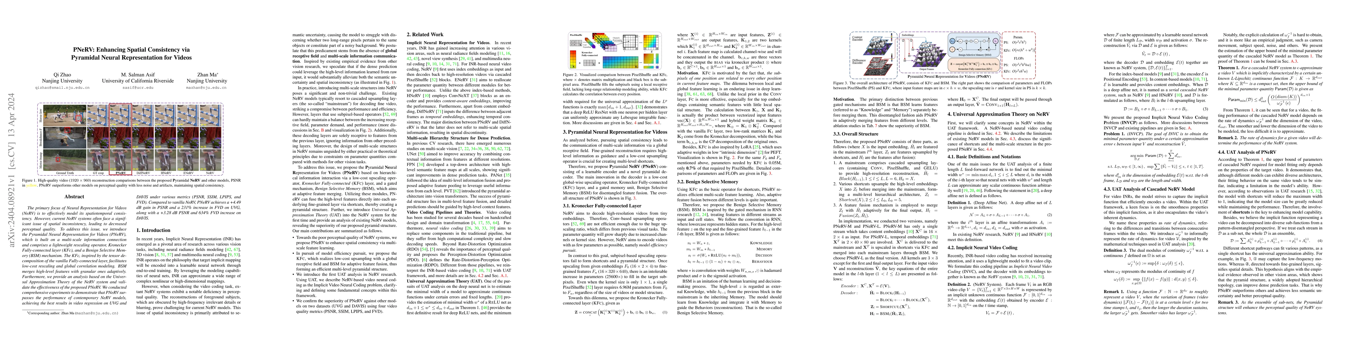 Thumbnail for PNeRV: Enhancing Spatial Consistency via Pyramidal Neural Representation
  for Videos