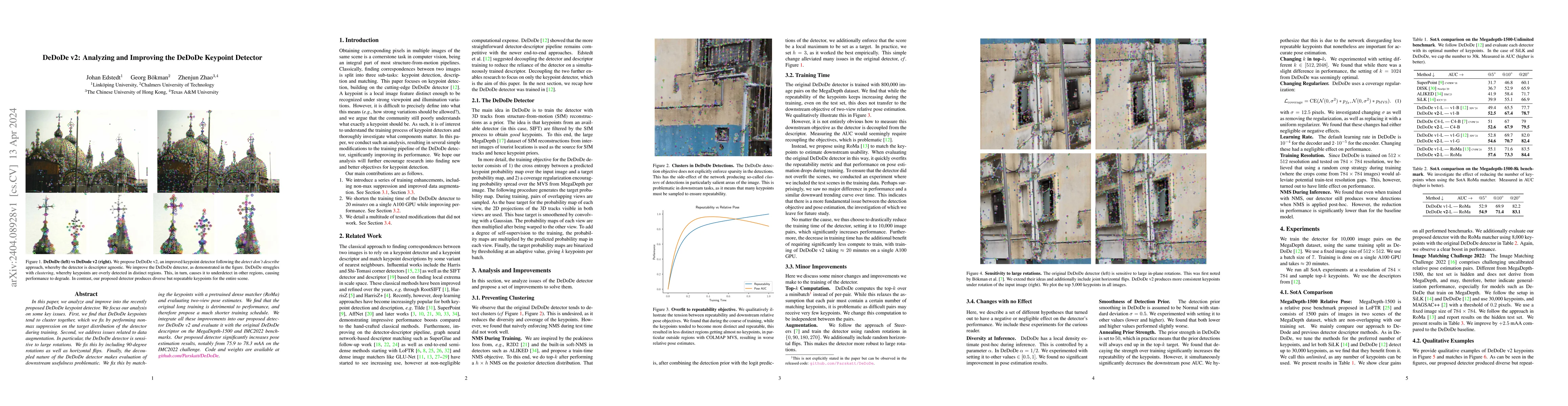 Thumbnail for DeDoDe v2: Analyzing and Improving the DeDoDe Keypoint Detector