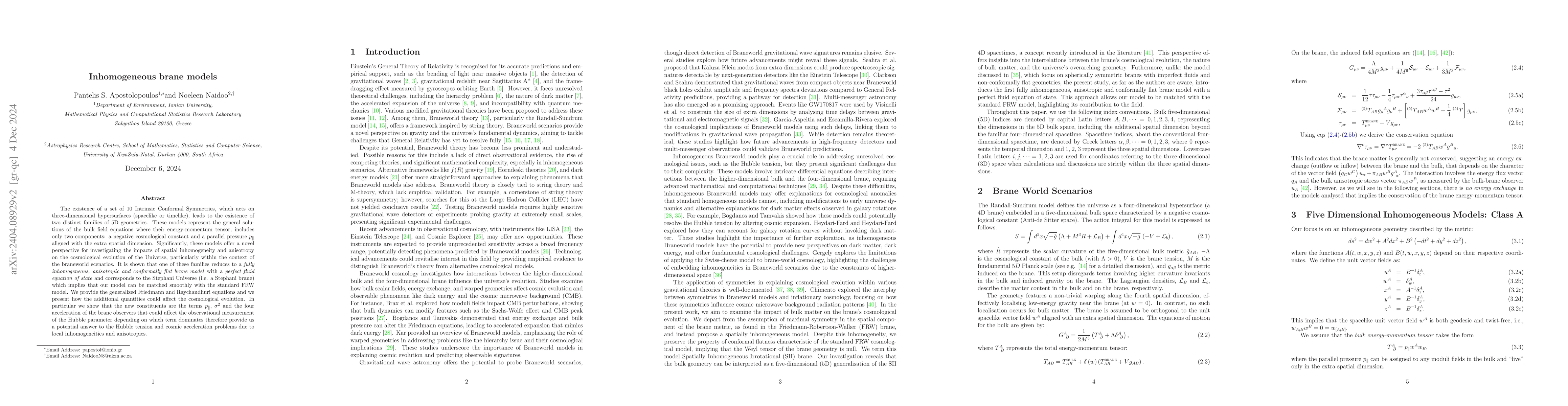 Thumbnail for Inhomogeneous brane models