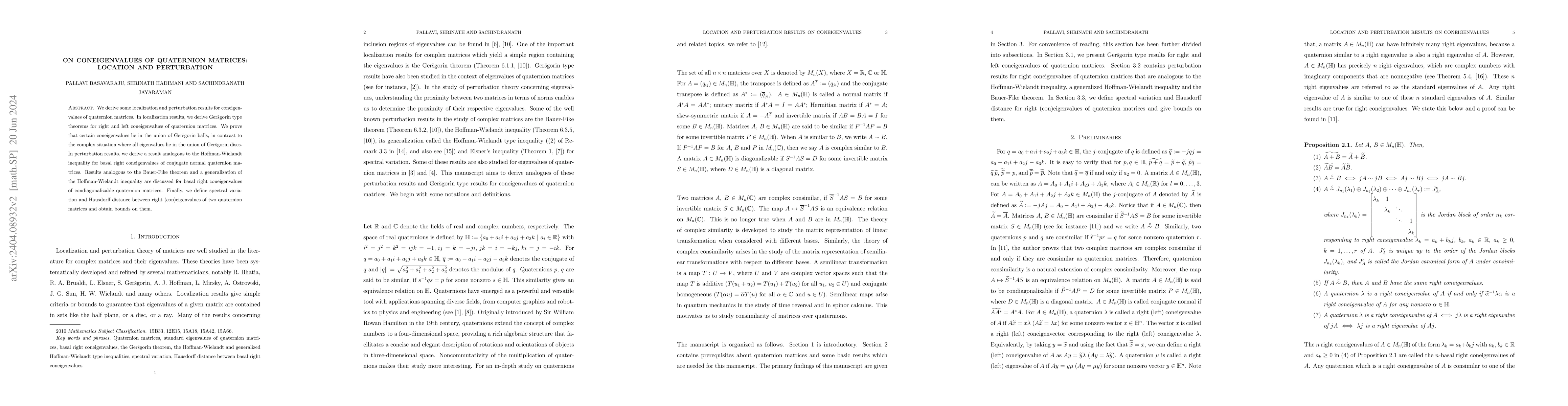 Thumbnail for On coneigenvalues of quaternion matrices: location and perturbation