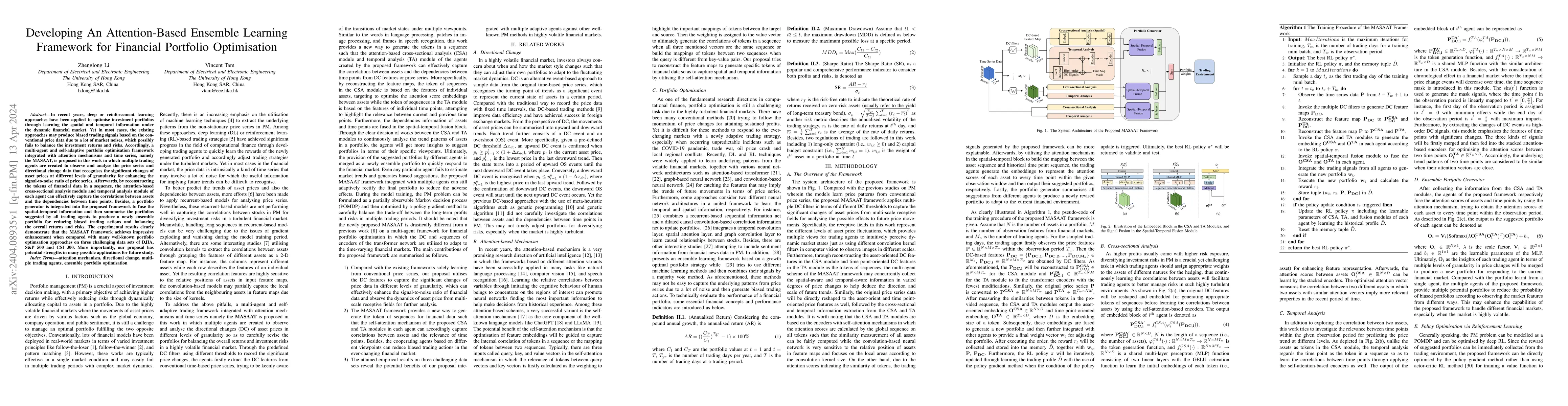 Thumbnail for Developing An Attention-Based Ensemble Learning Framework for Financial
  Portfolio Optimisation