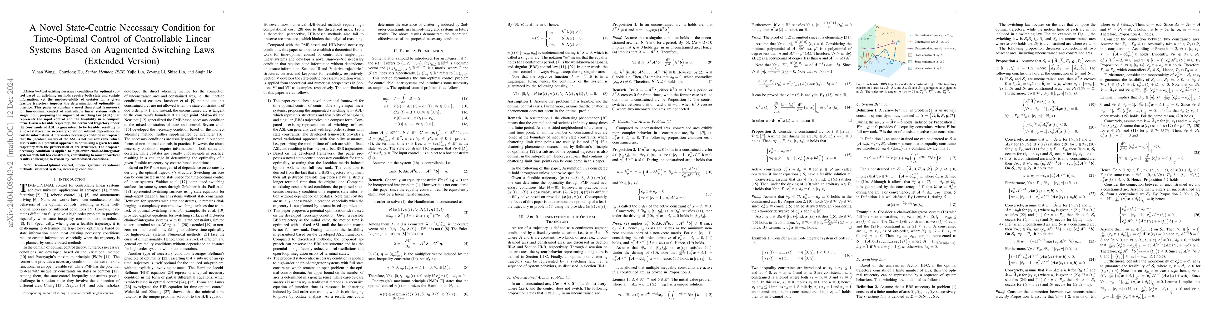 Thumbnail for A Novel State-Centric Necessary Condition for Time-Optimal Control of
  Controllable Linear Systems Based on Augmented Switching Laws