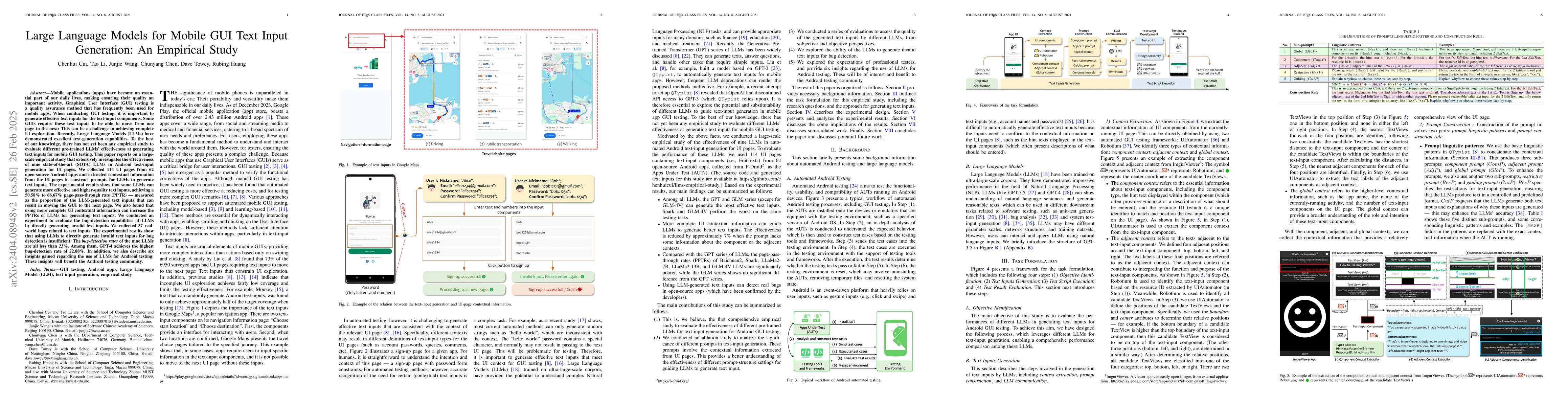 Thumbnail for Large Language Models for Mobile GUI Text Input Generation: An Empirical
  Study