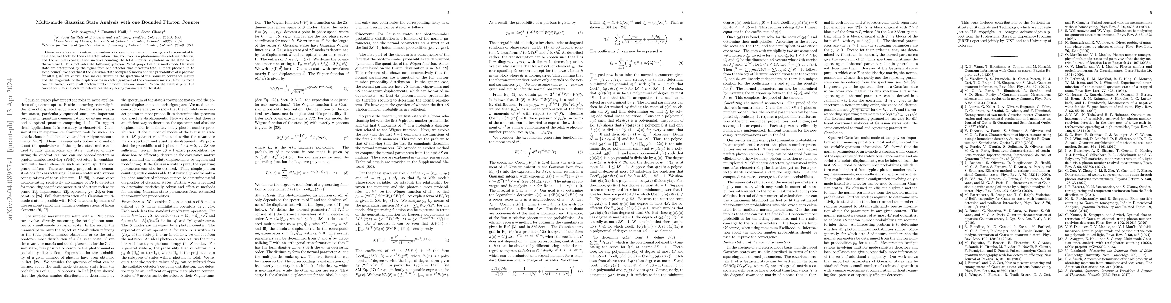Thumbnail for Multi-mode Gaussian State Analysis with one Bounded Photon Counter