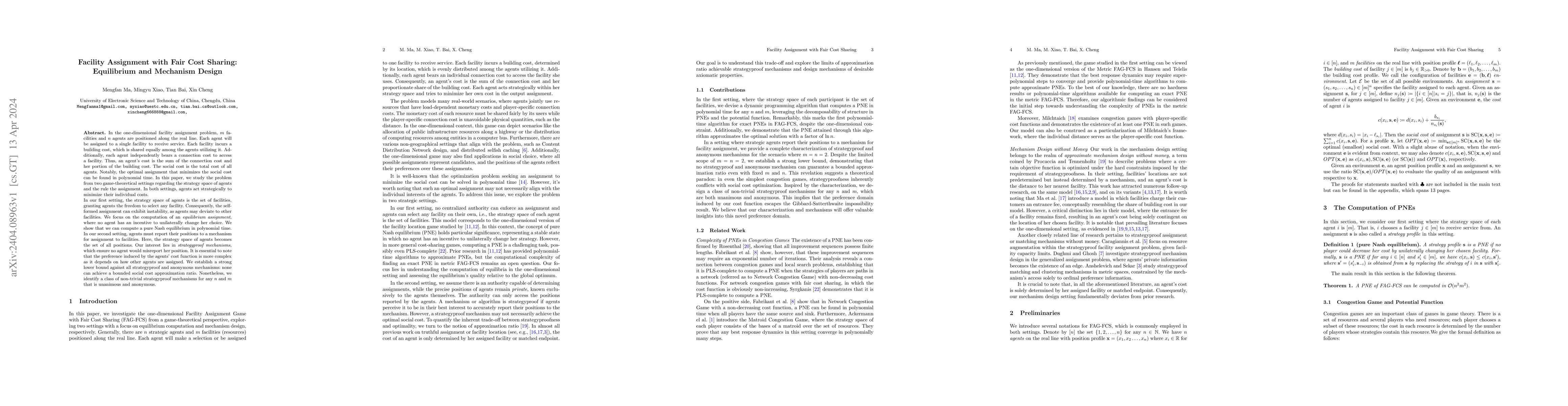 Thumbnail for Facility Assignment with Fair Cost Sharing: Equilibrium and Mechanism
  Design