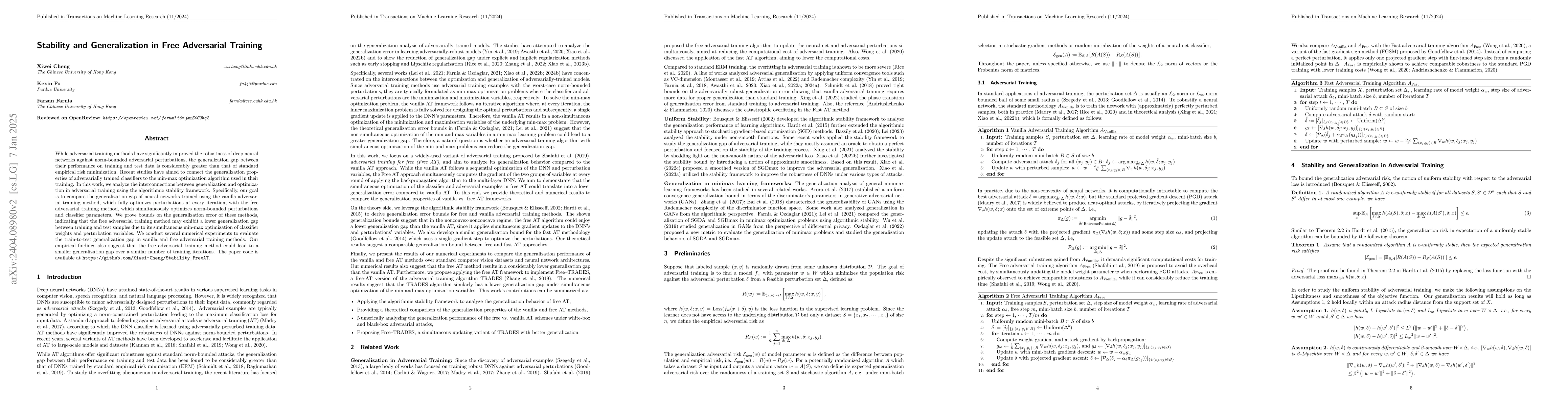 Thumbnail for Stability and Generalization in Free Adversarial Training