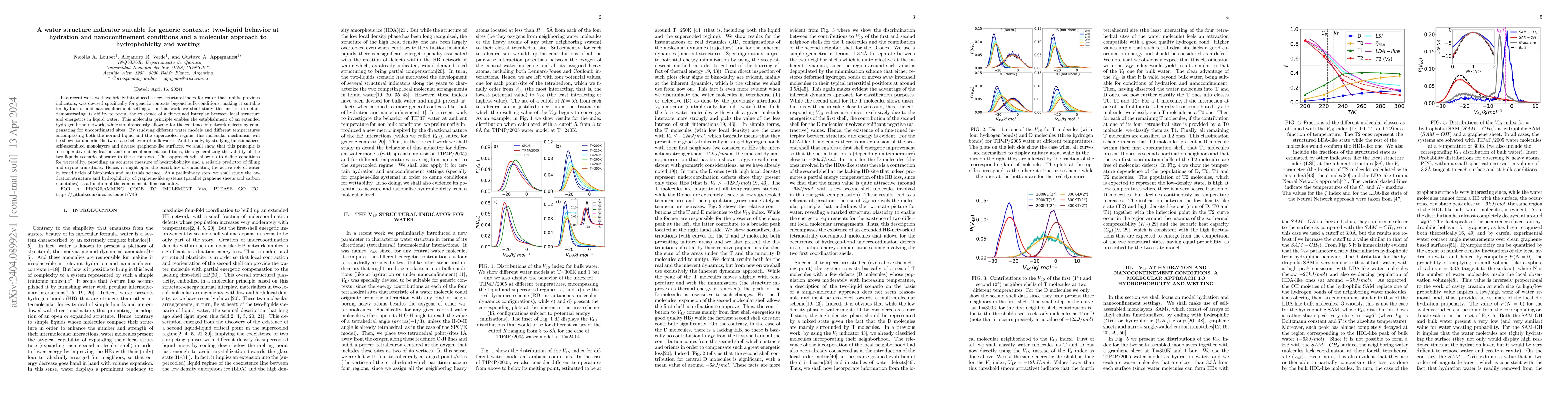 Thumbnail for A water structure indicator suitable for generic contexts: two-liquid
  behavior at hydration and nanoconfinement conditions and a molecular approach
  to hydrophobicity and wetting
