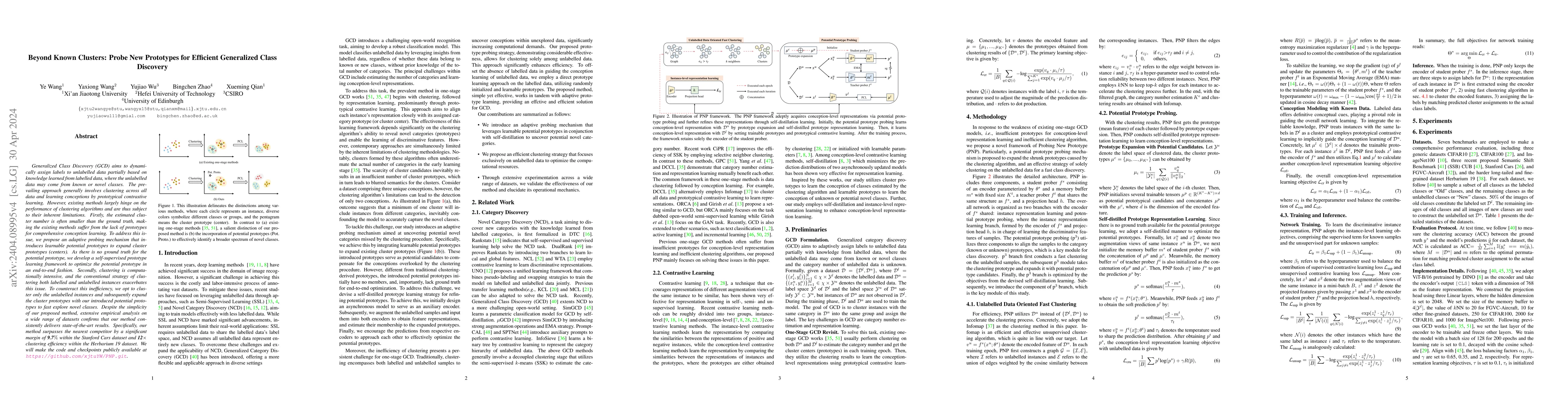 Thumbnail for Beyond Known Clusters: Probe New Prototypes for Efficient Generalized
  Class Discovery