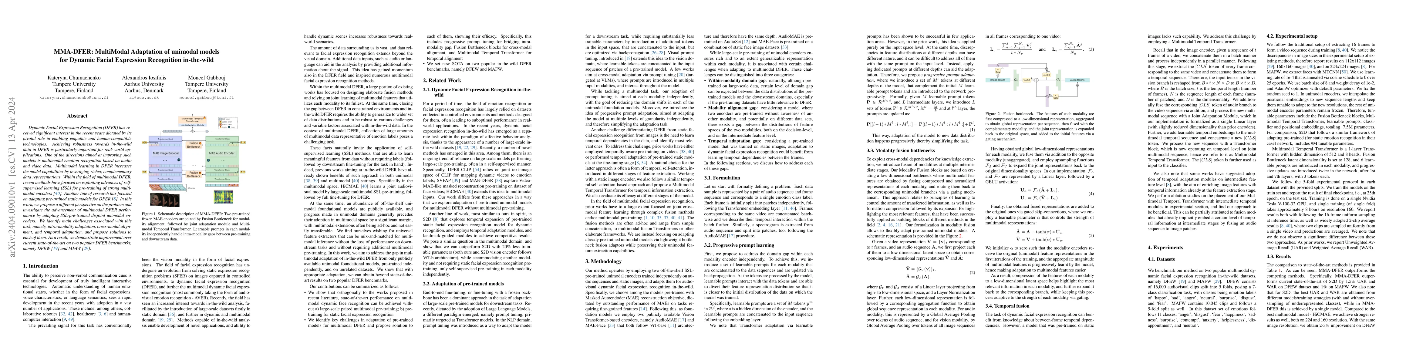 Thumbnail for MMA-DFER: MultiModal Adaptation of unimodal models for Dynamic Facial
  Expression Recognition in-the-wild