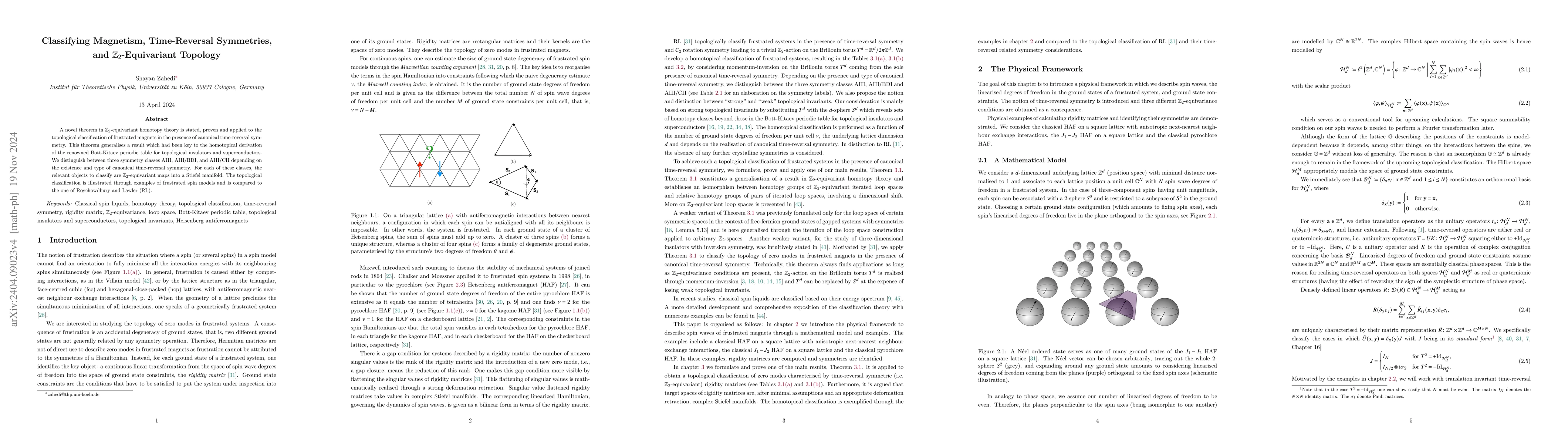 Thumbnail for Frustrated Magnetism, Symmetries and $\mathbb{Z}_2$-Equivariant Topology
