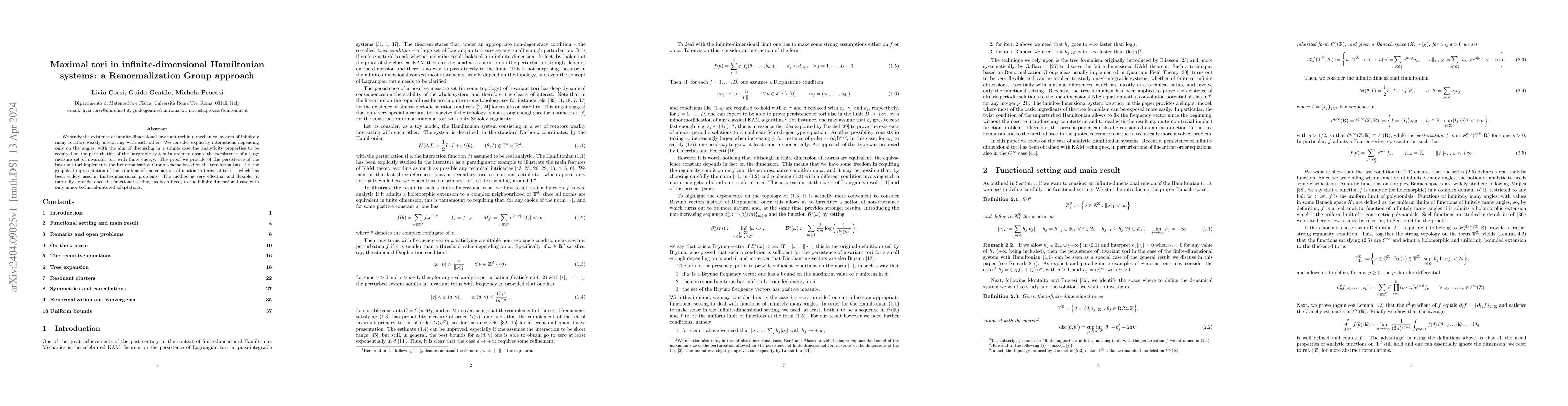 Thumbnail for Maximal tori in infinite-dimensional Hamiltonian systems: a
  Renormalization Group approach