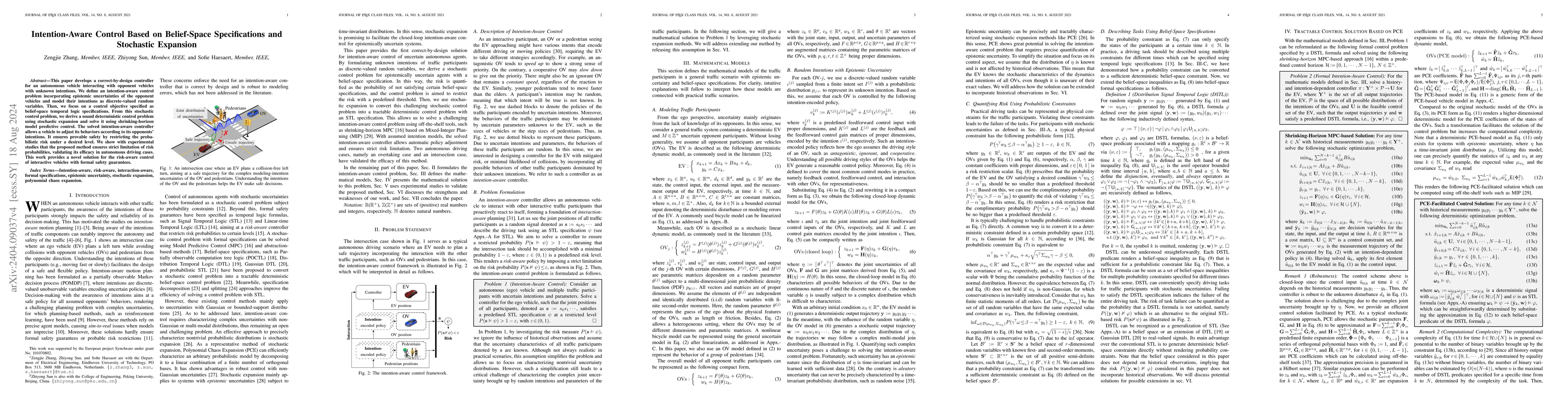 Thumbnail for Intention-Aware Control Based on Belief-Space Specifications and
  Stochastic Expansion