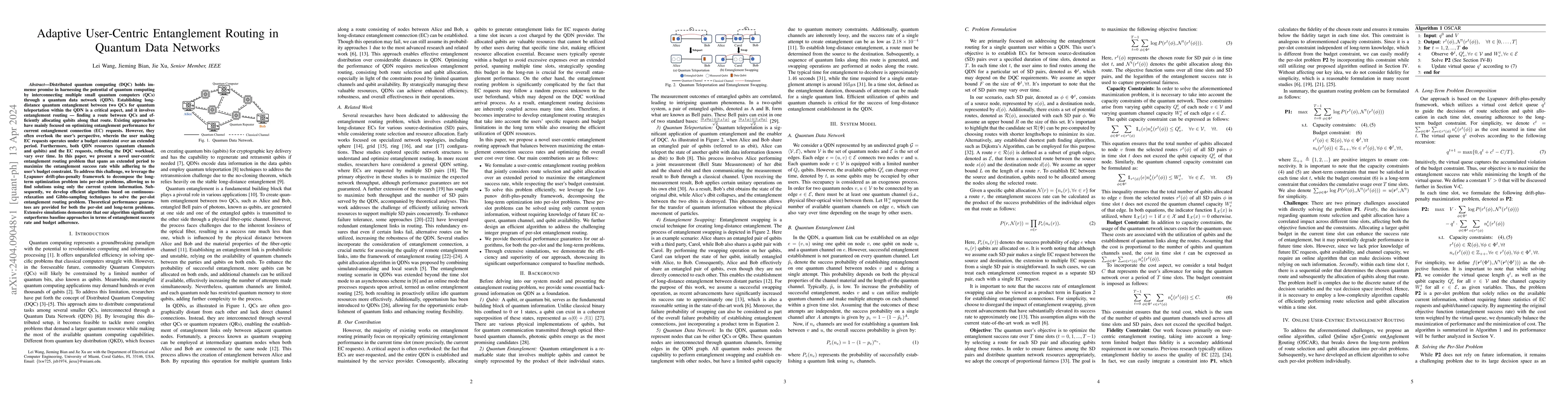 Thumbnail for Adaptive User-Centric Entanglement Routing in Quantum Data Networks
