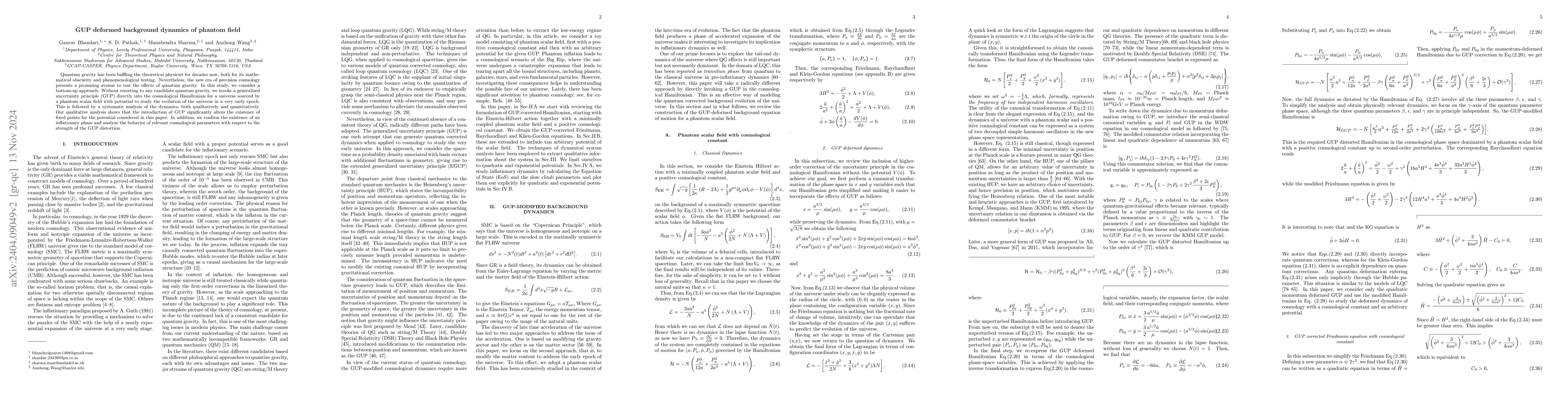 Thumbnail for Quantum deformed phantom dynamics in light of the generalized
  uncertainty principle