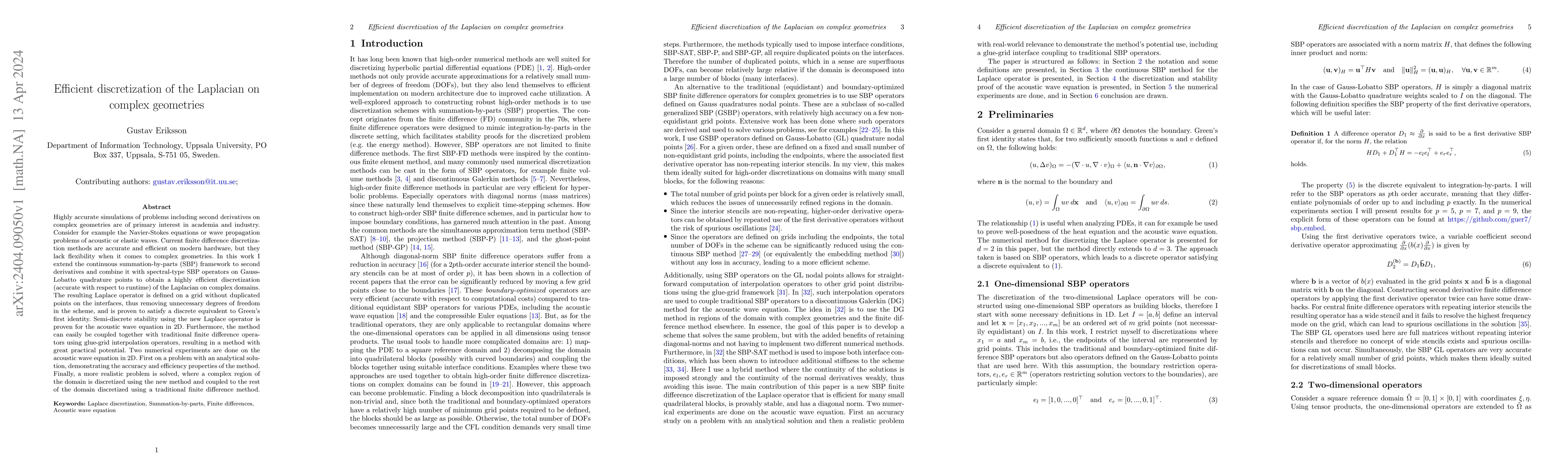 Thumbnail for Efficient discretization of the Laplacian on complex geometries