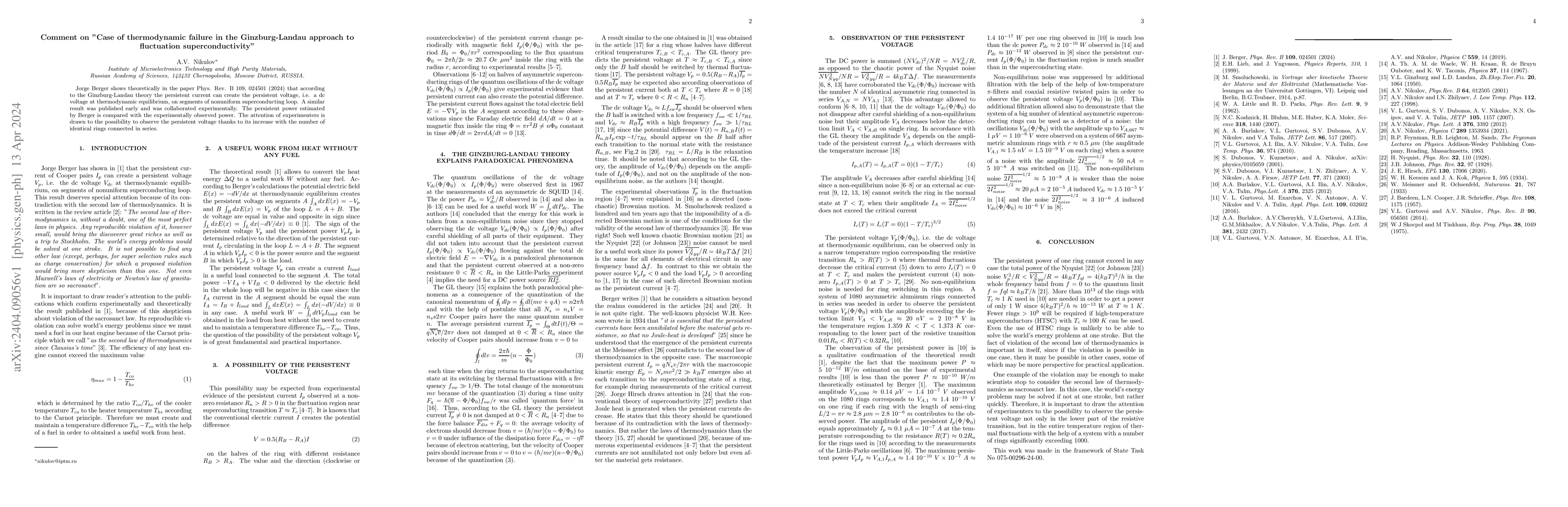 Thumbnail for Comment on "Case of thermodynamic failure in the Ginzburg-Landau
  approach to fluctuation superconductivity"