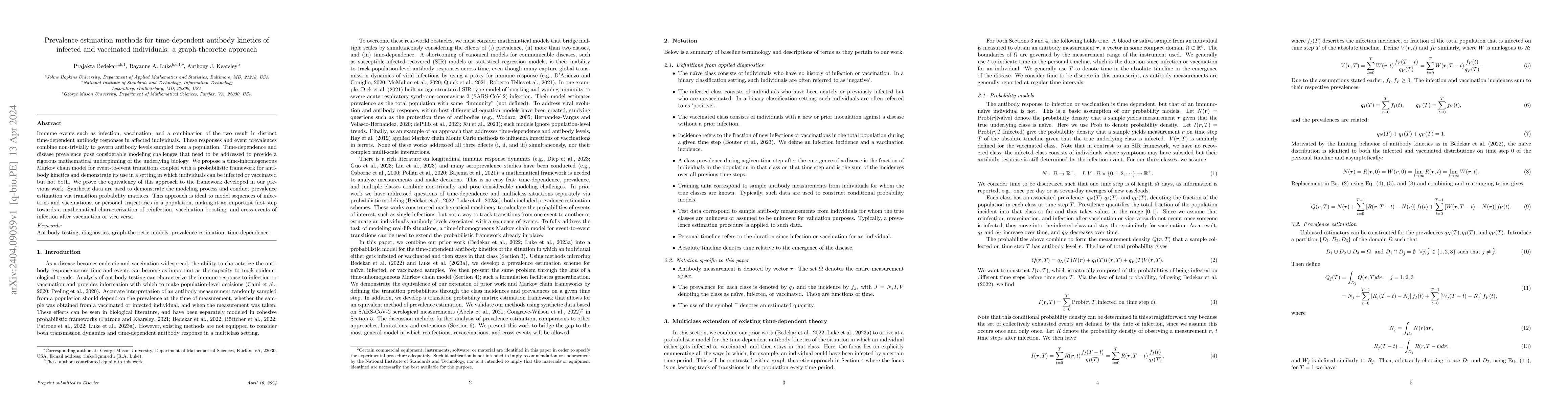 Thumbnail for Prevalence estimation methods for time-dependent antibody kinetics of
  infected and vaccinated individuals: a graph-theoretic approach