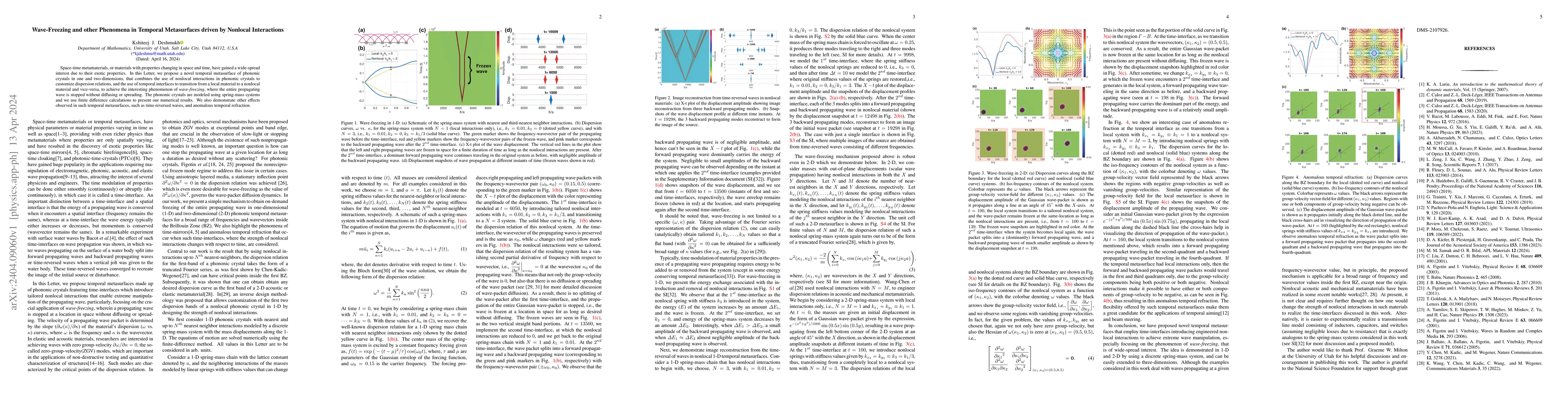 Thumbnail for Wave-Freezing and other Phenomena in Temporal Metasurfaces driven by
  Nonlocal Interactions
