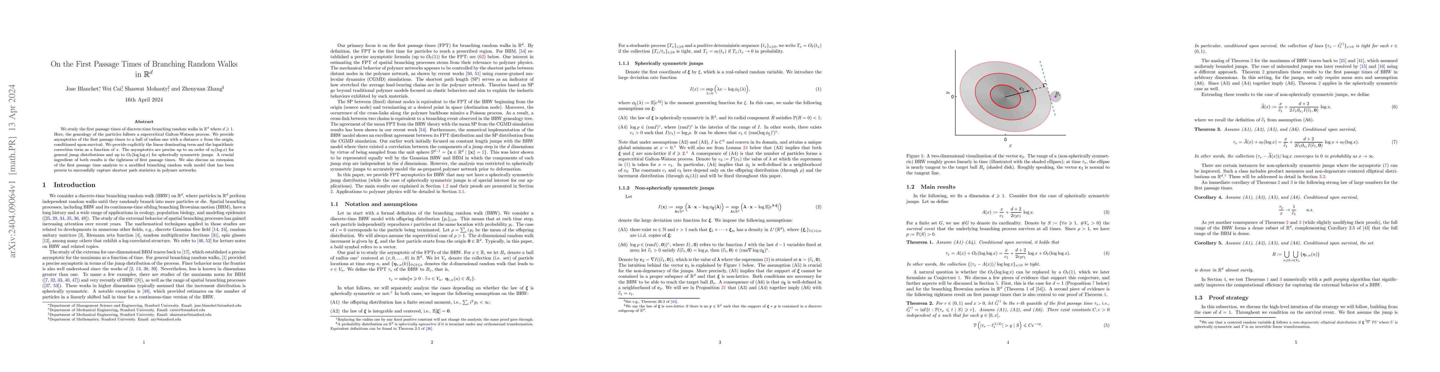 Thumbnail for On the First Passage Times of Branching Random Walks in $\mathbb R^d$