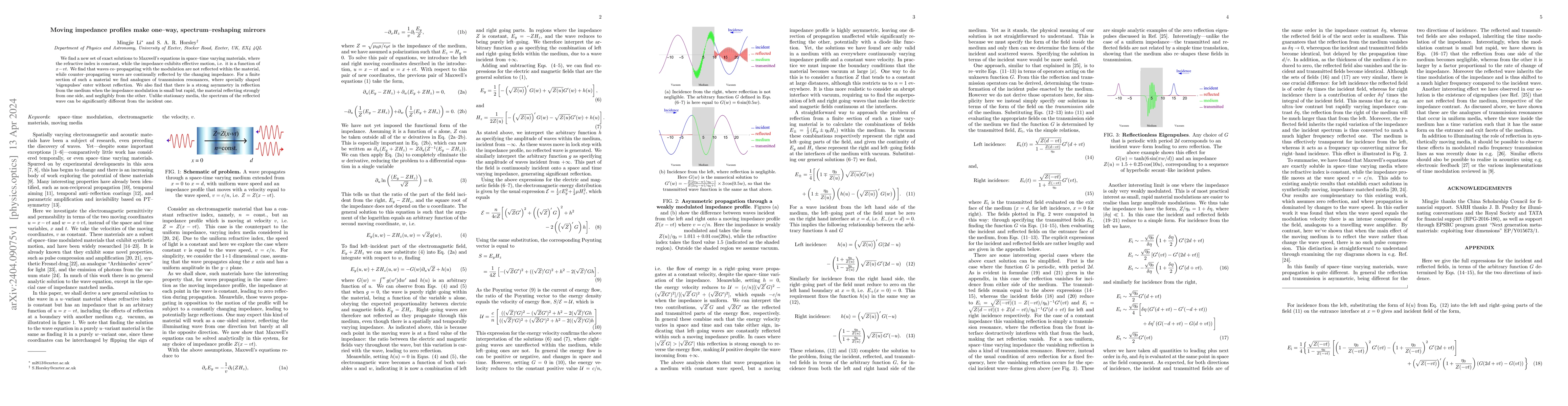 Thumbnail for Moving impedance profiles make one--way, spectrum--reshaping mirrors