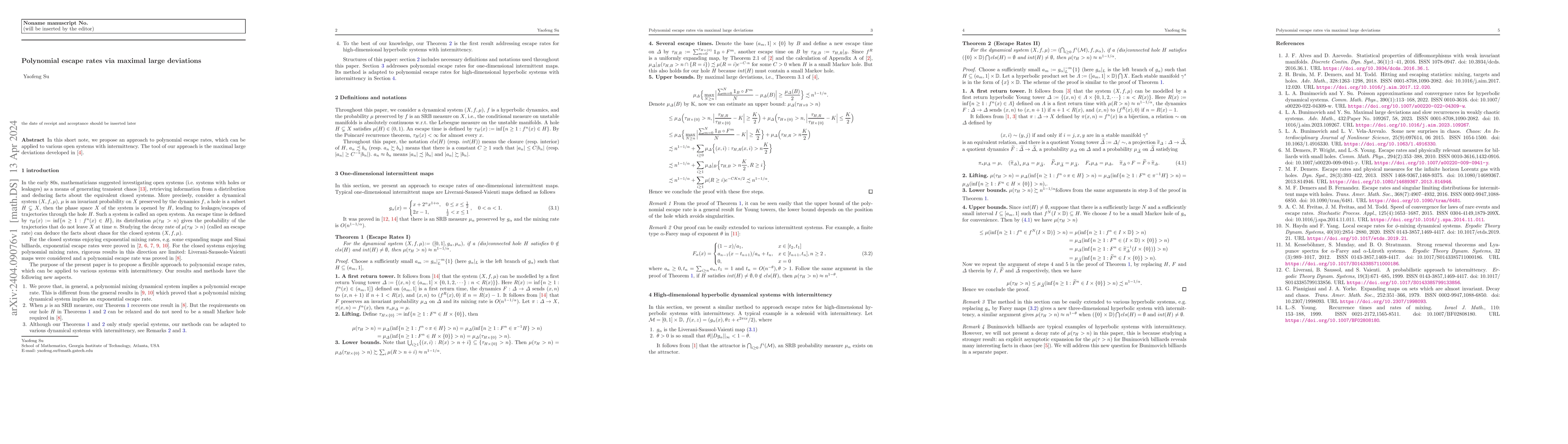 Thumbnail for Polynomial escape rates via maximal large deviations