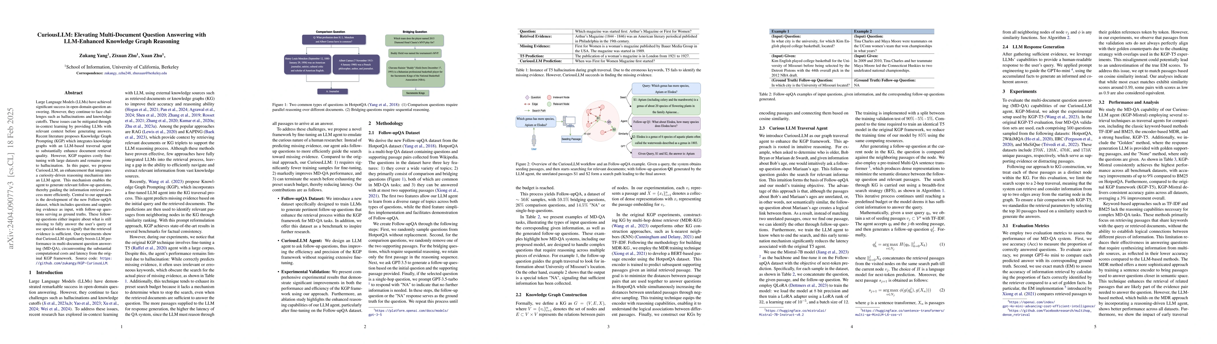 Thumbnail for CuriousLLM: Elevating Multi-Document QA with Reasoning-Infused Knowledge
  Graph Prompting