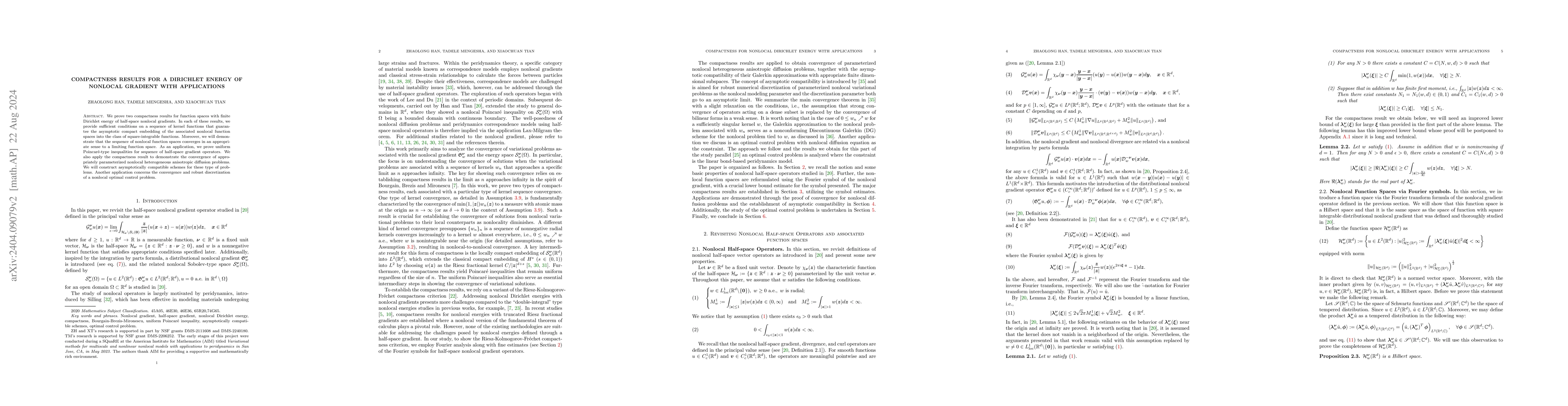 Thumbnail for Compactness results for a Dirichlet energy of nonlocal gradient with
  applications