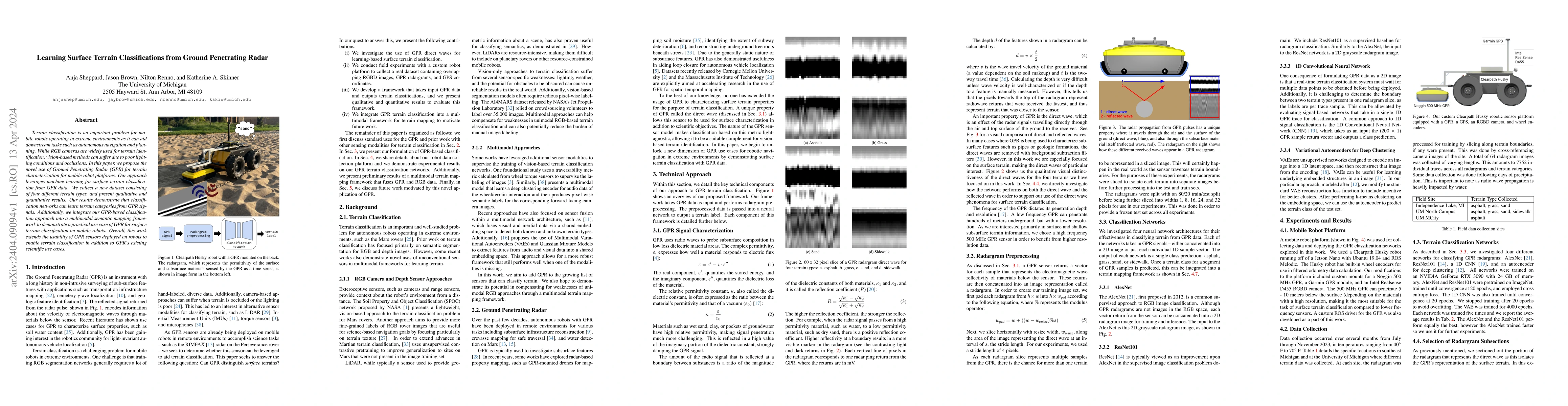 Thumbnail for Learning Surface Terrain Classifications from Ground Penetrating Radar