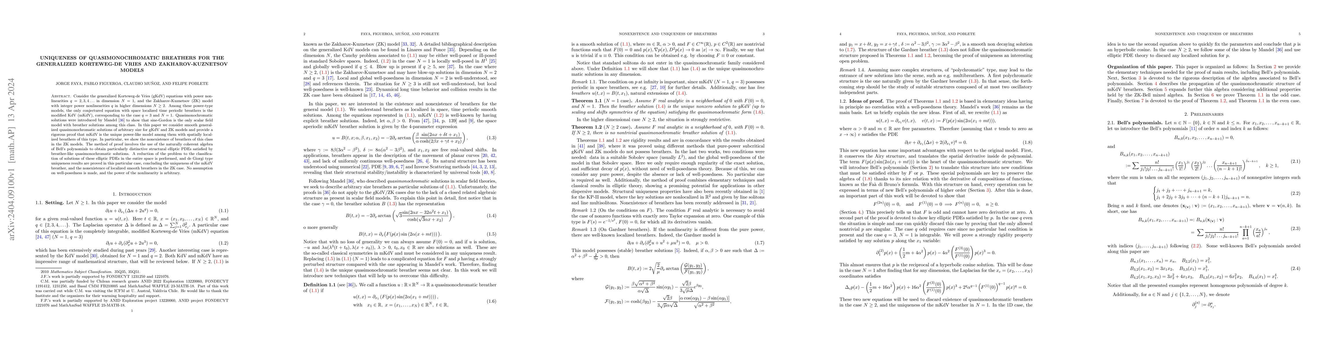 Thumbnail for Uniqueness of quasimonochromatic breathers for the generalized
  Korteweg-de Vries and Zakharov-Kuznetsov models