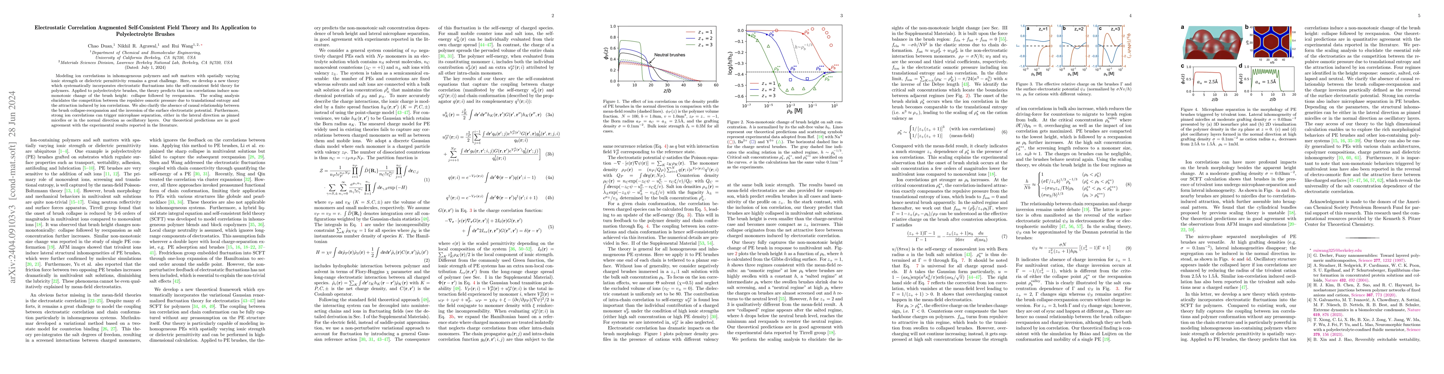 Thumbnail for Electrostatic Correlation Augmented Self-Consistent Field Theory and Its
  Application to Polyelectrolyte Brushes