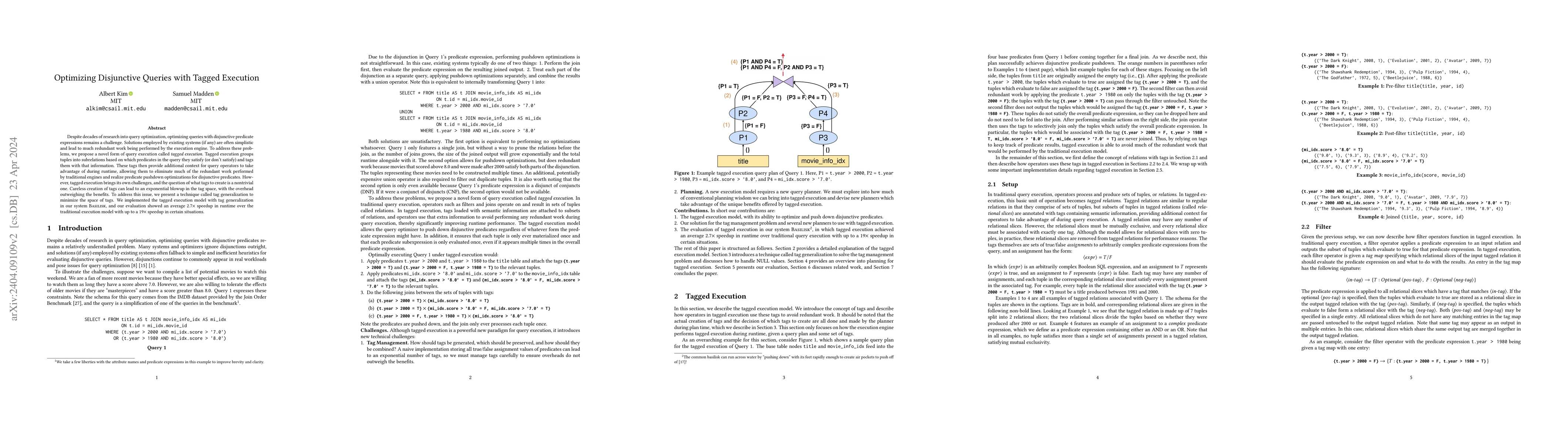 Thumbnail for Optimizing Disjunctive Queries with Tagged Execution
