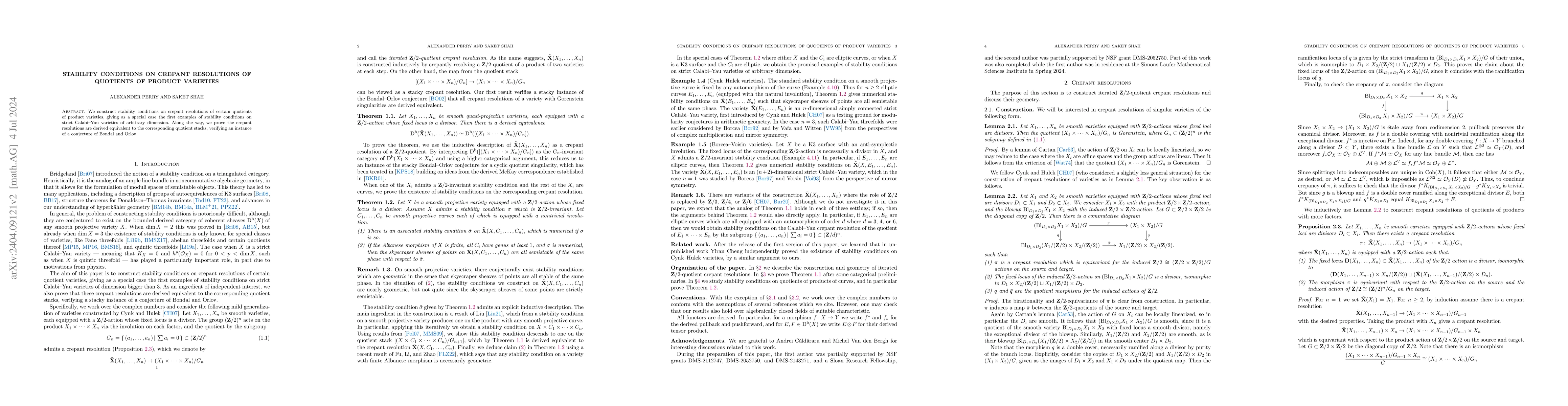 Thumbnail for Stability conditions on crepant resolutions of quotients of product
  varieties