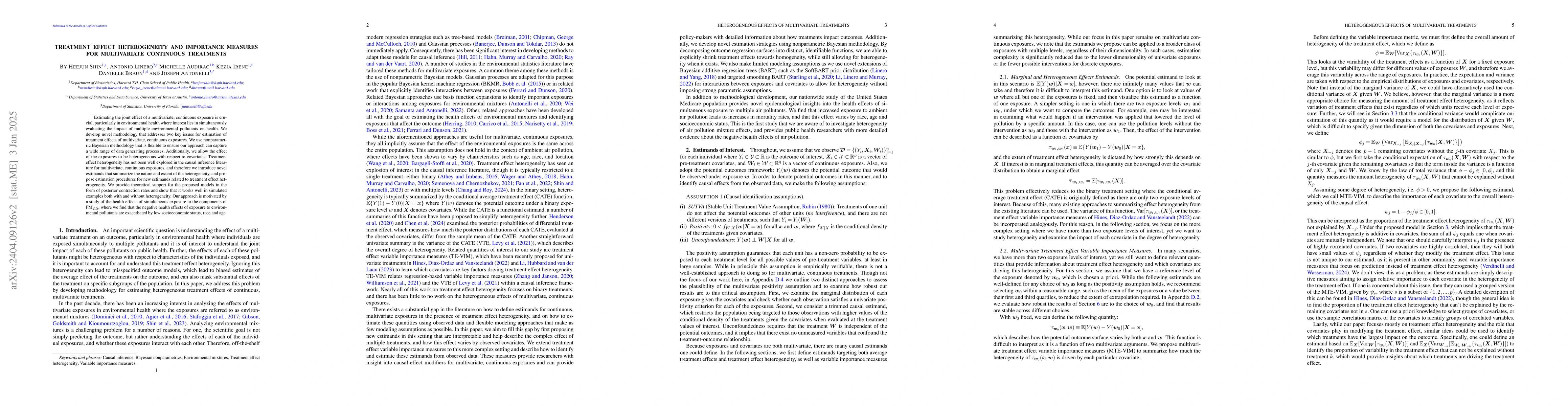 Thumbnail for Treatment Effect Heterogeneity and Importance Measures for Multivariate
  Continuous Treatments