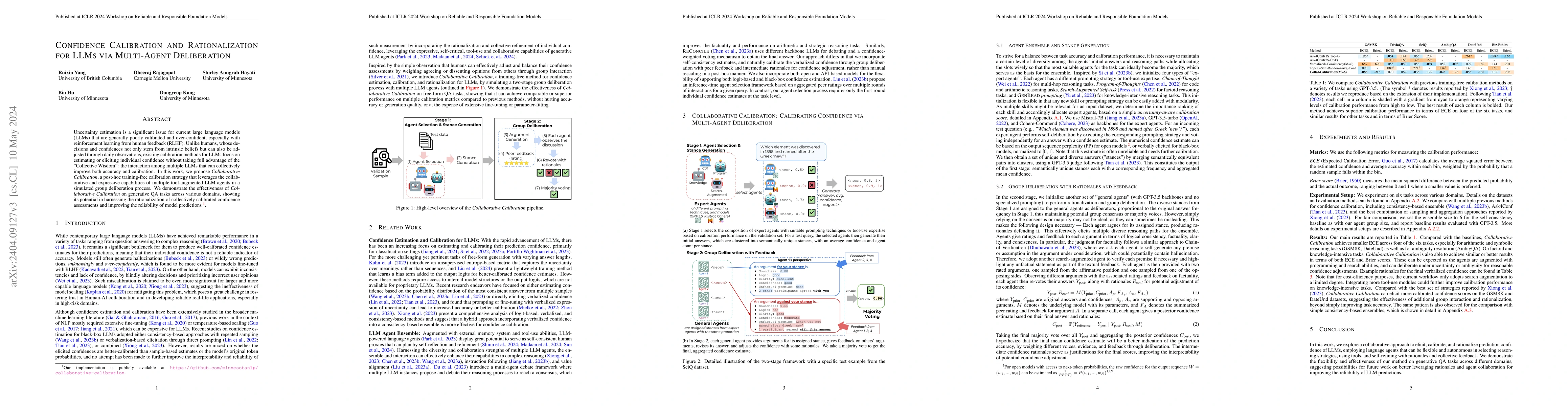 Thumbnail for Confidence Calibration and Rationalization for LLMs via Multi-Agent
  Deliberation
