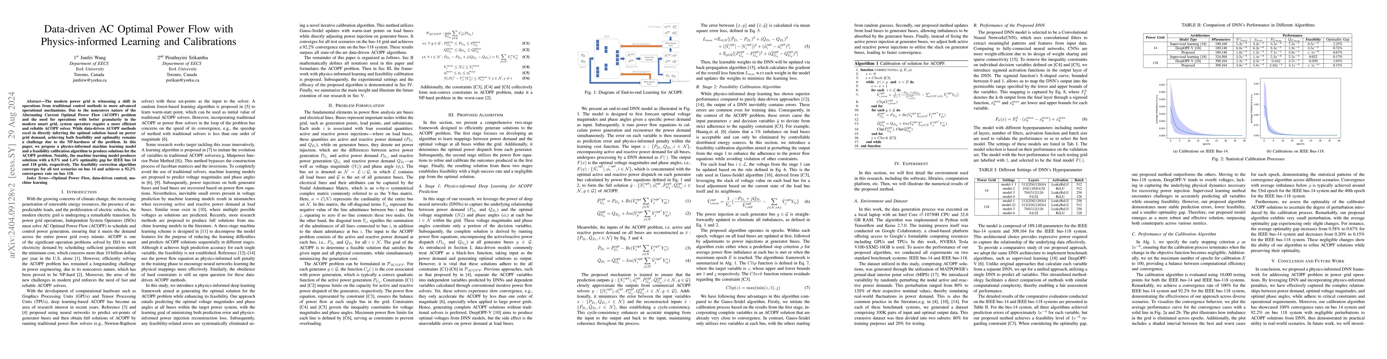 Thumbnail for Data-driven AC Optimal Power Flow with Physics-informed Learning and
  Calibrations