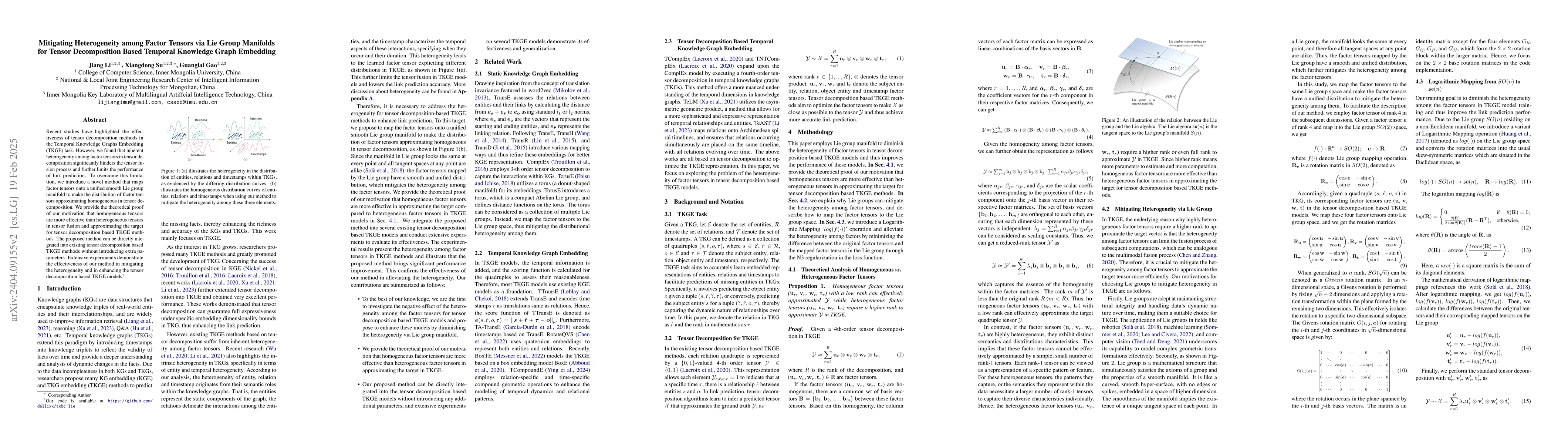 Thumbnail for Mitigating Heterogeneity among Factor Tensors via Lie Group Manifolds
  for Tensor Decomposition Based Temporal Knowledge Graph Embedding