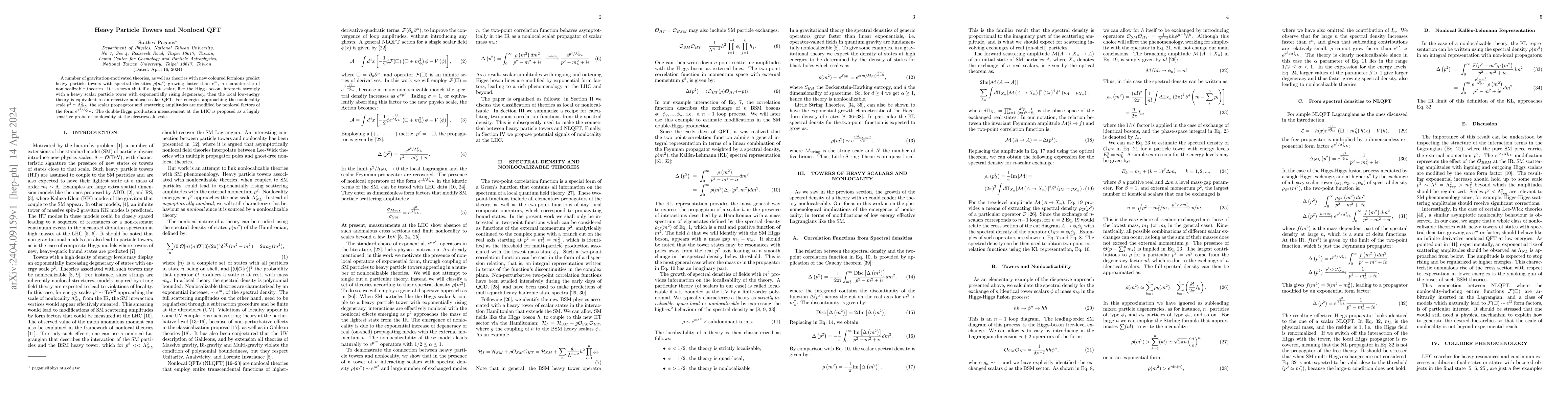 Thumbnail for Heavy Particle Towers and Nonlocal QFT