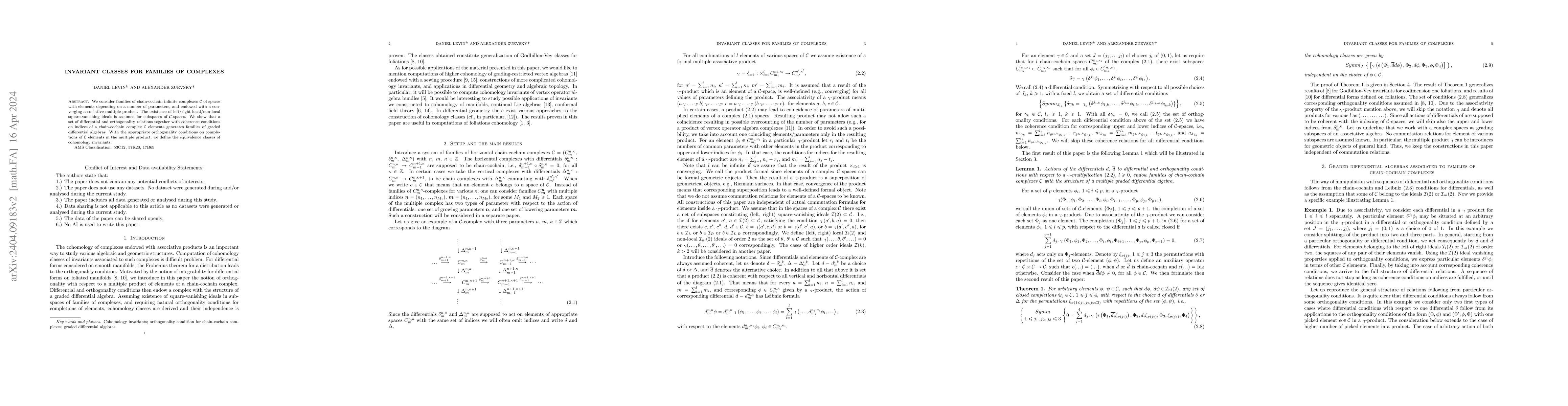 Thumbnail for Invariant classes for families of complexes